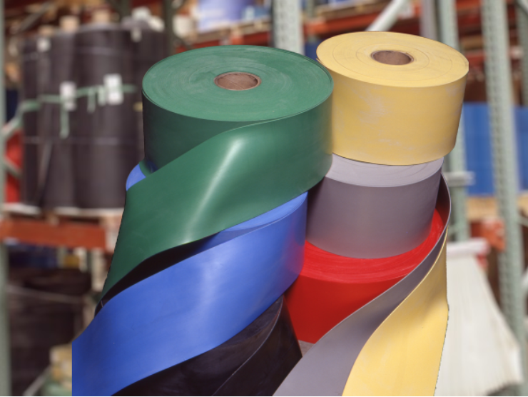 This image is of rubber rolls in our warehouse